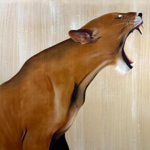  lionne Thierry Bisch artiste peintre contemporain animaux tableau art décoration biodiversité conservation 